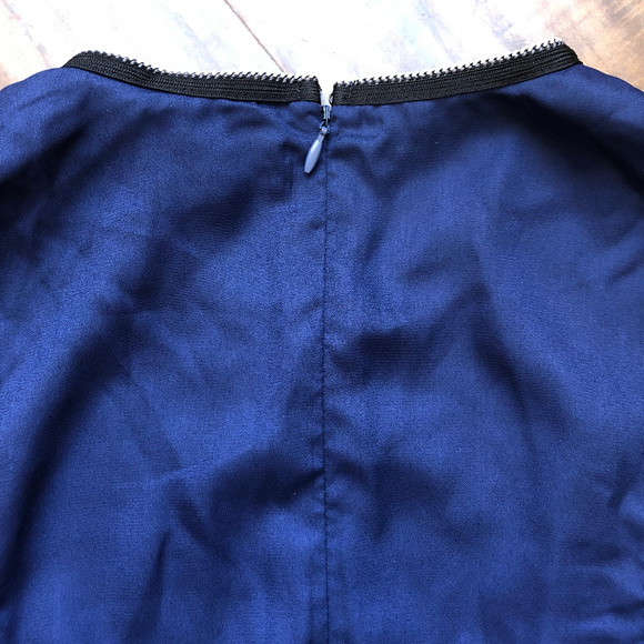 Maison Jules Crochet Trim Fit Flare Blue Dress - Picture 8 of 8